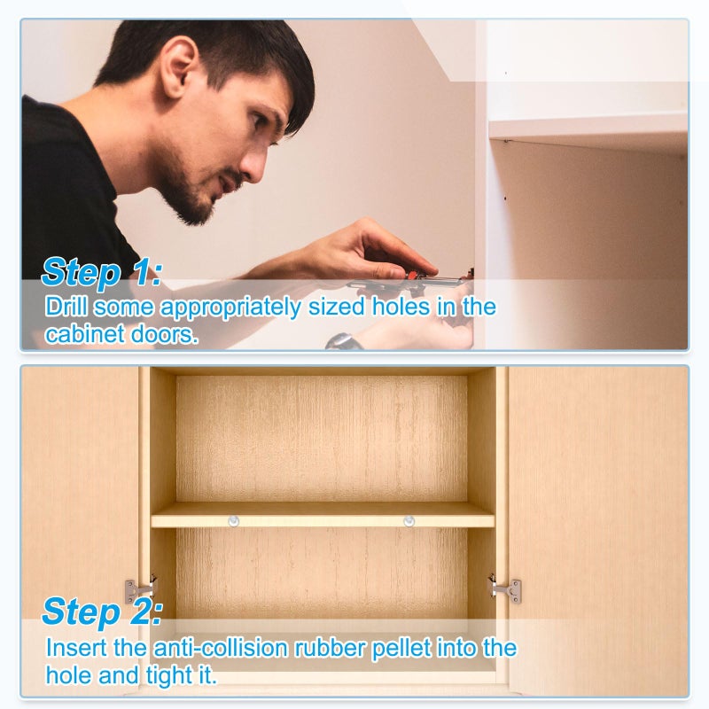 uxcell 18Pcs Glass Table Top Bumpers with Stem, 6.5mm/0.26"" Rubber Bumper Grippers Large Base Anti Slip Table Spacers for Patio Cabinet Furniture (Fits 1/4Inch Hole), Clear - Image 4